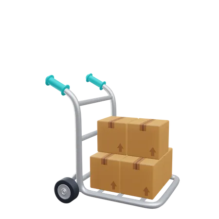 Push Trolley And Box Expedition Icon Illustration 3D Icon