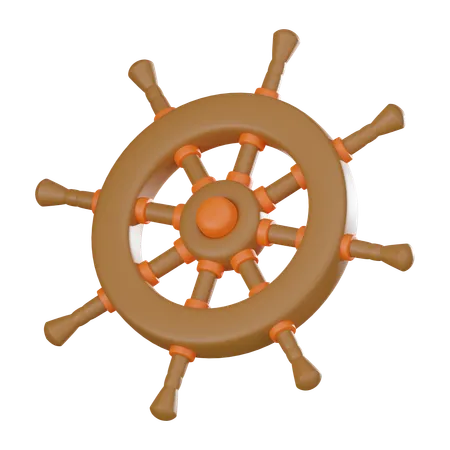 Ships Steering Wheel Perfect For Conveying The Essence Of Sea Exploration And Adventure 3 D Render Illustration 3D Icon