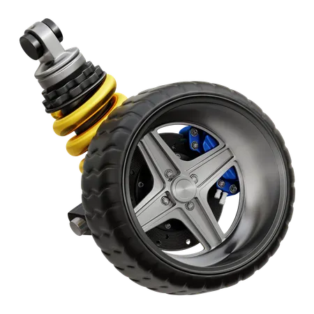 Shock Absorber With Wheel  3D Icon