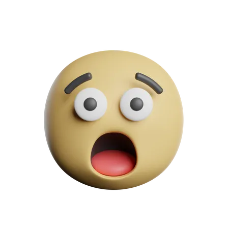 Emoticon Shocked Face 3D Icon