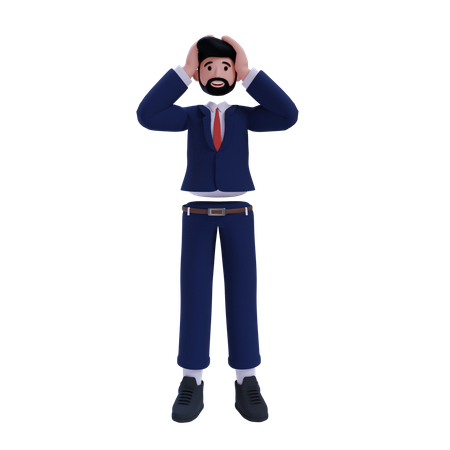 Shocked Businessman  3D Illustration