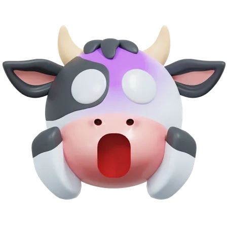 Shocked Cow Emoticon 3 D Icon Illustration 3D Icon