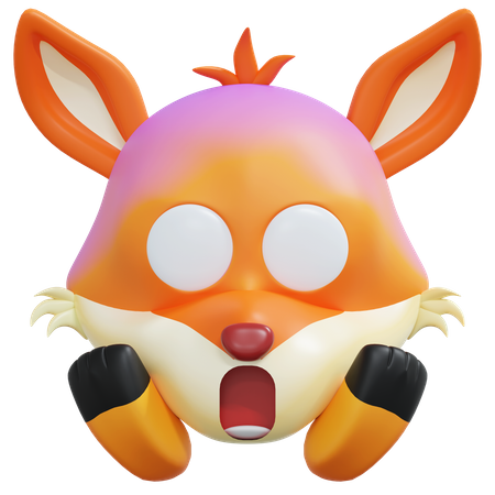 Shocked Fox Emoticon  3D Icon