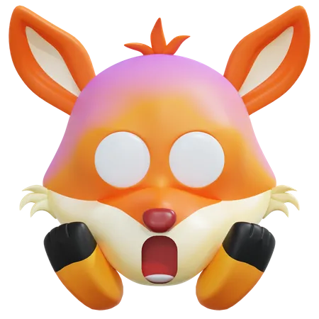 Shocked Fox Emoticon 3 D Icon Illustration 3D Icon