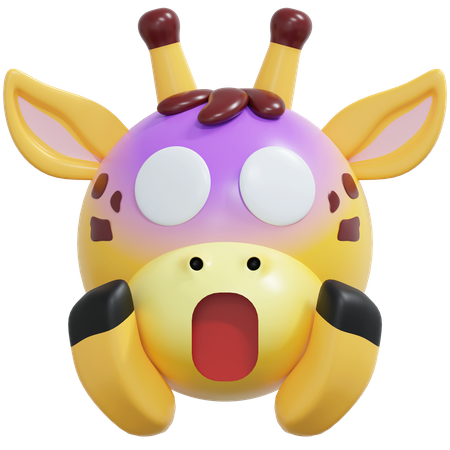 Shocked Giraffe Emoticon  3D Icon