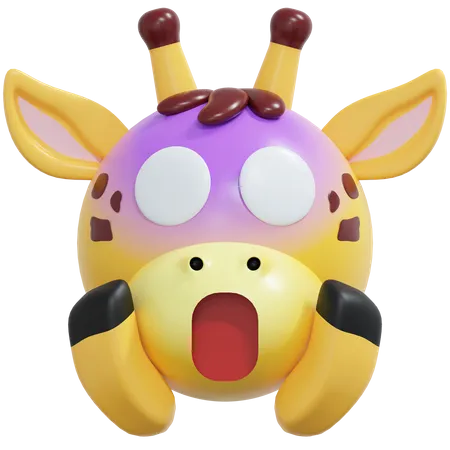 Shocked Giraffe Emoticon  3D Icon