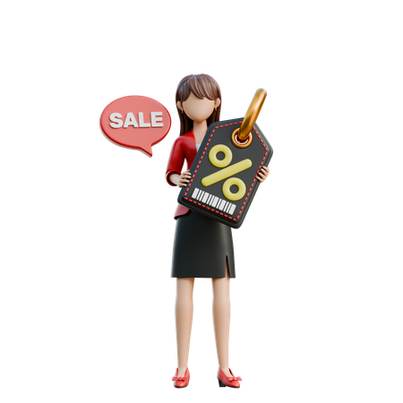 Shocked Girl Looking At Price Tags  3D Illustration