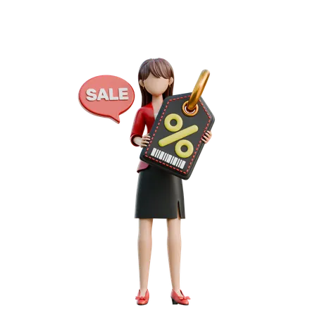 Shocked Girl Looking At Price Tags  3D Illustration