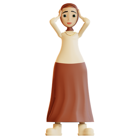 Shocked Muslim female  3D Icon