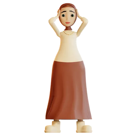 Shocked Muslim female  3D Illustration