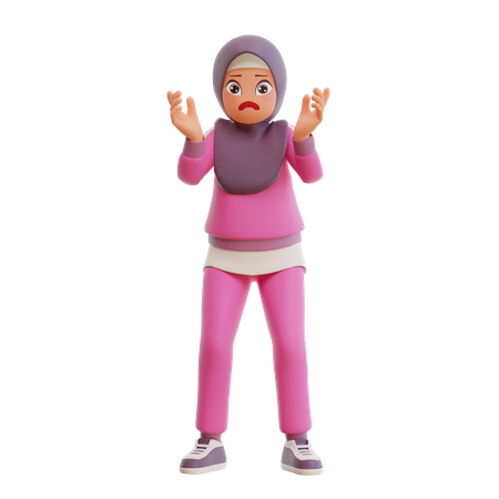 Shocked Muslim Woman  3D Illustration