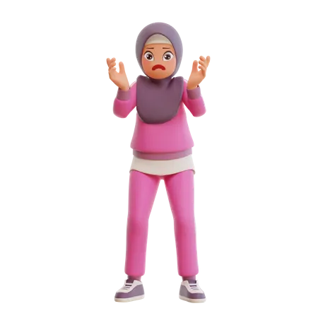 Shocked Muslim Woman  3D Illustration