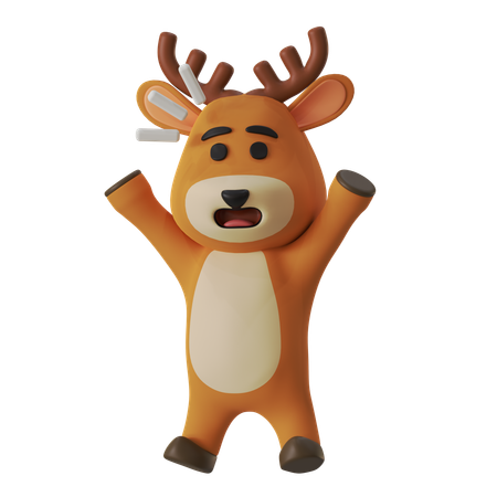 Shocked Reindeer  3D Illustration