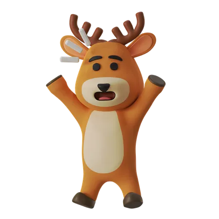 Shocked Reindeer  3D Illustration