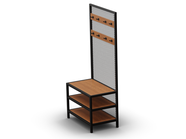 Shoe rack with coat hanger  3D Illustration