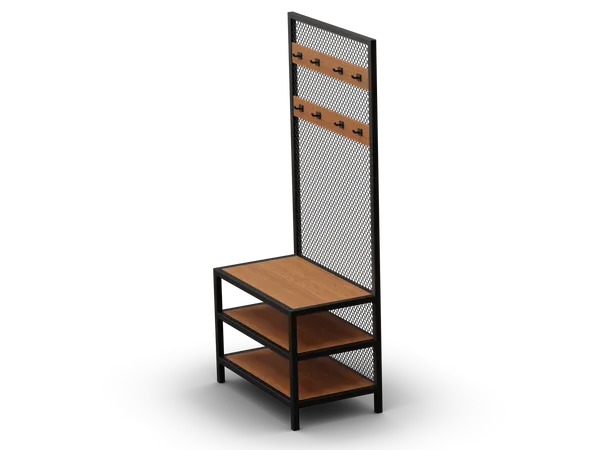 Shoe rack with coat hanger  3D Illustration