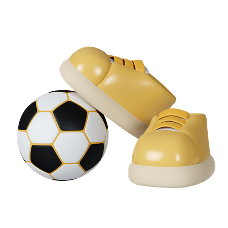 Shoes And Football  3D Icon