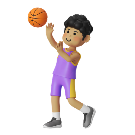 Shoot Basketball Player Boy  3D Illustration