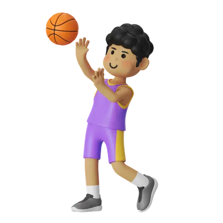 Shoot Basketball Player Boy  3D Illustration