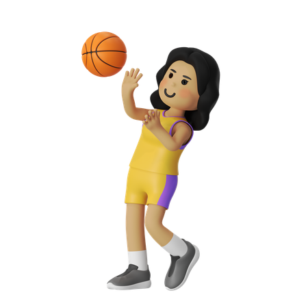 Shoot Basketball Player Girl  3D Illustration