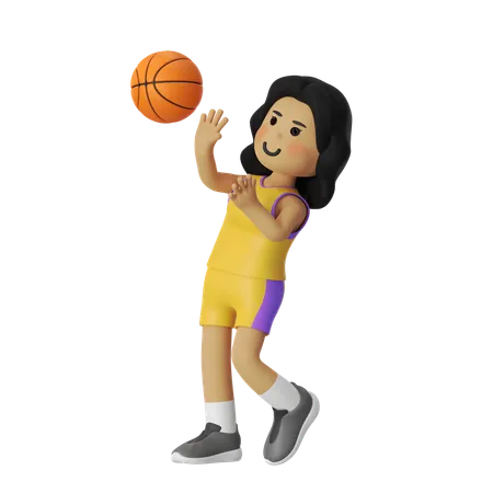 Shoot Basketball Player Girl  3D Illustration