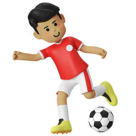 Shooting A Football Player Boy  3D Icon