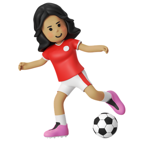 Shooting Football Player Girl  3D Icon