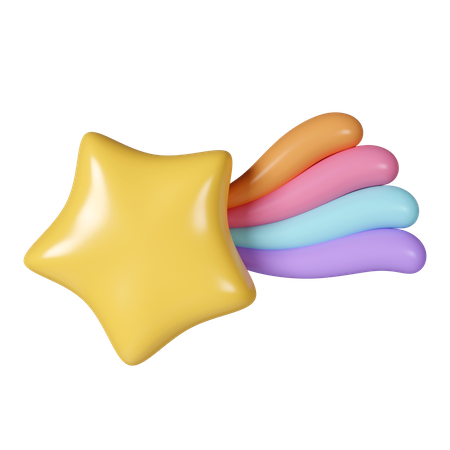 Shooting Star With Rainbow  3D Icon