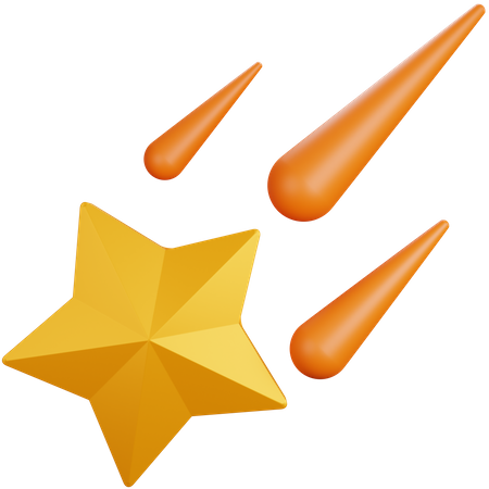 Shooting star with some meteors  3D Icon