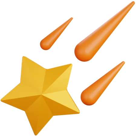 Shooting star with some meteors  3D Icon