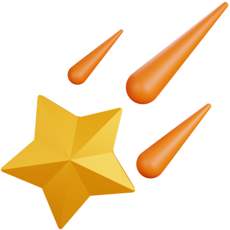 Shooting star with some meteors 3D Icon