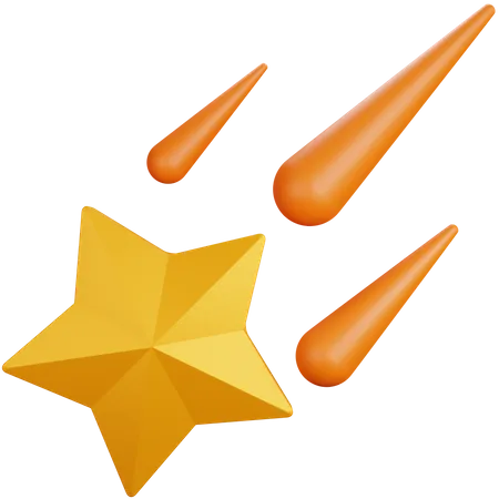 Shooting star with some meteors 3D Icon