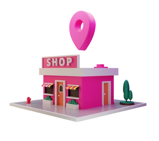 Shop Location  3D Illustration