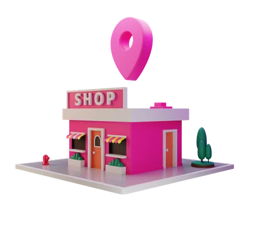 3 D Shop Location Icon 3D Illustration
