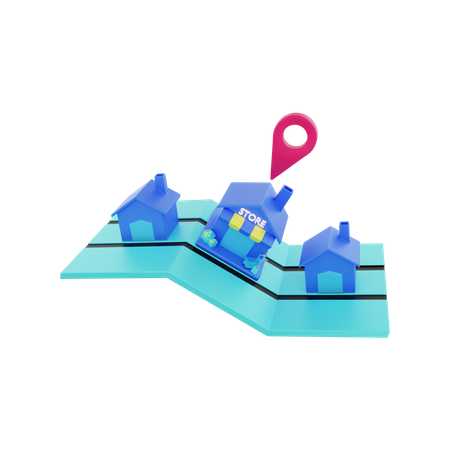 Shop Location Map  3D Illustration