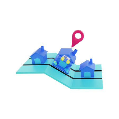Shop Location Map 3D Illustration