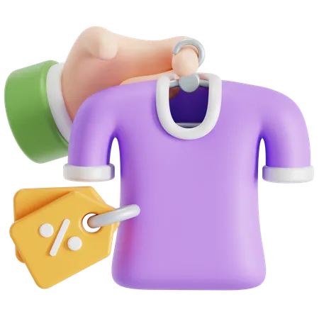 Shop Discounted Shirt 3D Icon