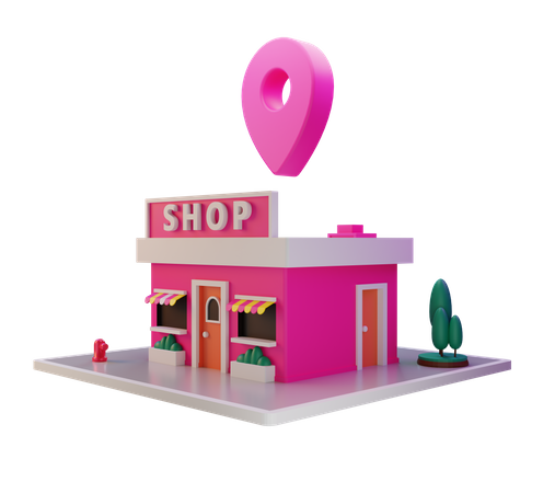 Shop-Standort  3D Illustration