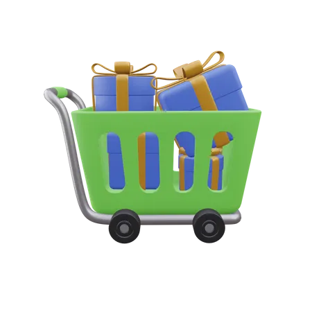 Shoping Cart And Giftbox Ecommerce Icon 3 D Illustration 3D Icon