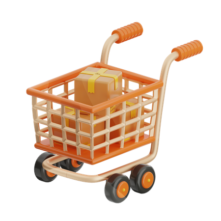 Shoping Cart With Box  3D Icon