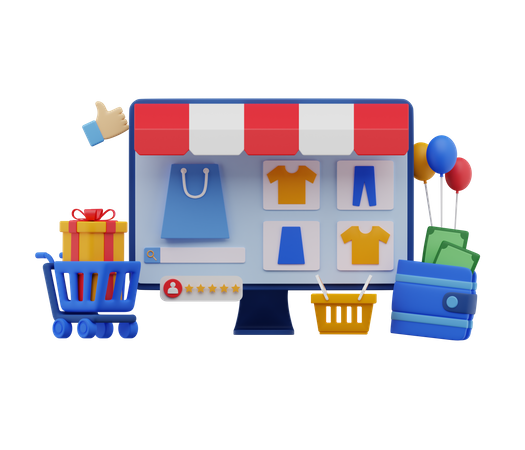 Shopping app 3D Illustration