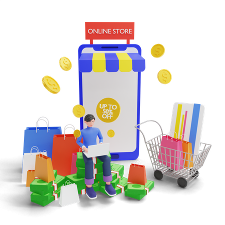 Shopping App Sale  3D Illustration