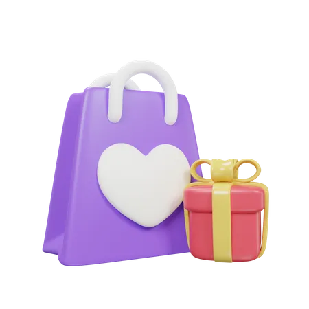 Shopping Bag 3 D Icon Minimal Style Gift Shop Set 3D Icon