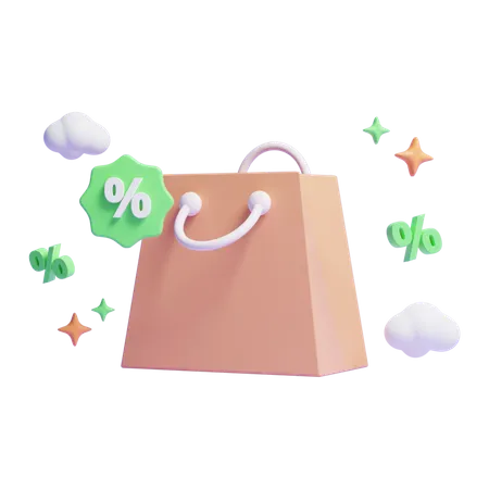 Shopping Bag With Price Sale Tag Icon 3D Icon