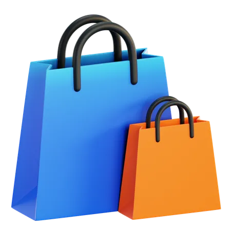 Set Of 3 D Colorful Shopping Bags 3 D Rendering Two Shopping Bag Icon Set Online Shopping Concept Sale On Goods 3 D Rendering 3D Icon