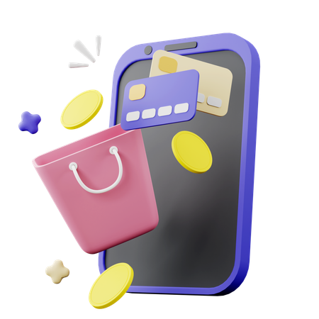 Shopping Bag And Coins  3D Icon