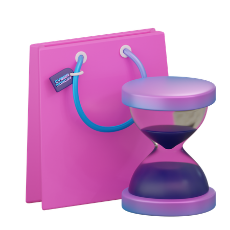 Shopping Bag and Hour Glasses  3D Icon
