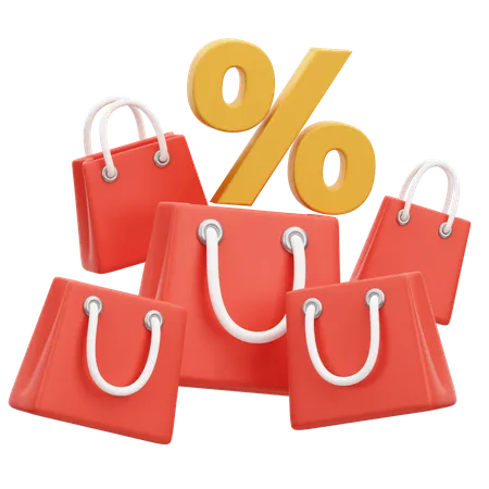 Shopping Bag Discount  3D Icon