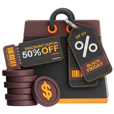 Shopping Bag Discount  3D Icon