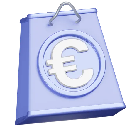 This Icon Represents A 3 D Shopping Bag With A Euro Sign Suitable For Indicating Transactions Or Purchases In Euros 3D Icon